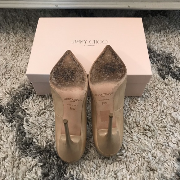 Jimmy Choo Anouk Patent Leather Nude Heels sz.38.5 - Picture 7 of 7